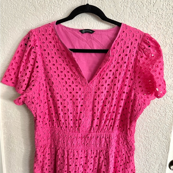 PRETTYGARDEN Women's Summer Maxi Dress Short Sleeve V Neck Eyelet Dress Size XL - Picture 6 of 9